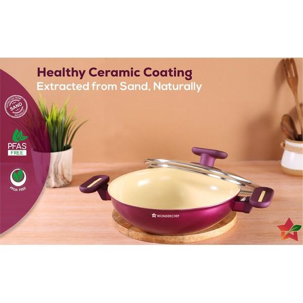 Wonderchef Kadhai with Lid  (Deep Purple)