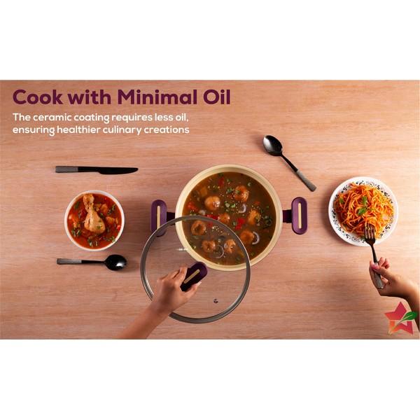 Wonderchef Kadhai with Lid  (Deep Purple)