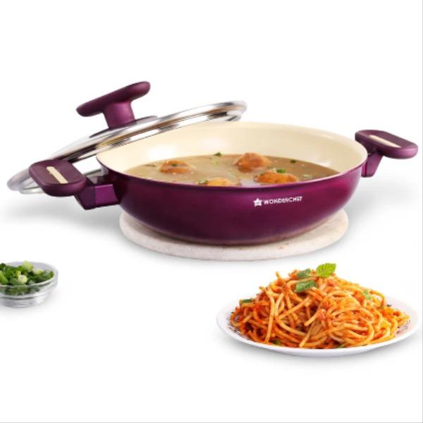 Wonderchef Kadhai with Lid  (Deep Purple)