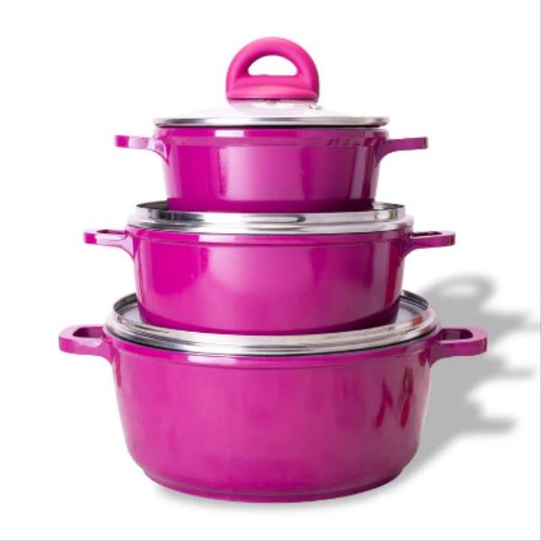 Wonderchef Ceramide Die-cast Casserole Set (Pink)