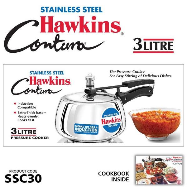 Hawkins Stainless Steel Pressure Cooker 3lit wide