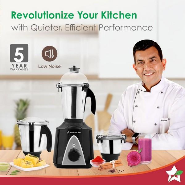 Wonderchef Hush BLDC Mixer Grinder 485W | 3 Jar
