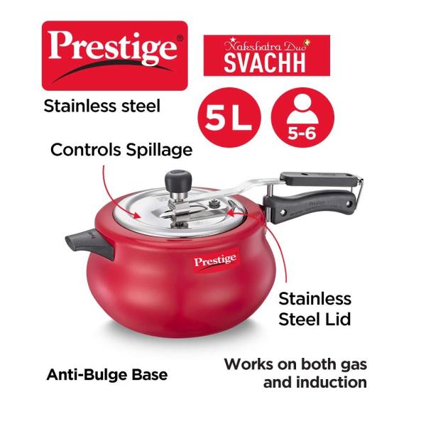 PRESTIGE  RED DUO  SVACHH  PRESSURE COOKER 5.0 Litre