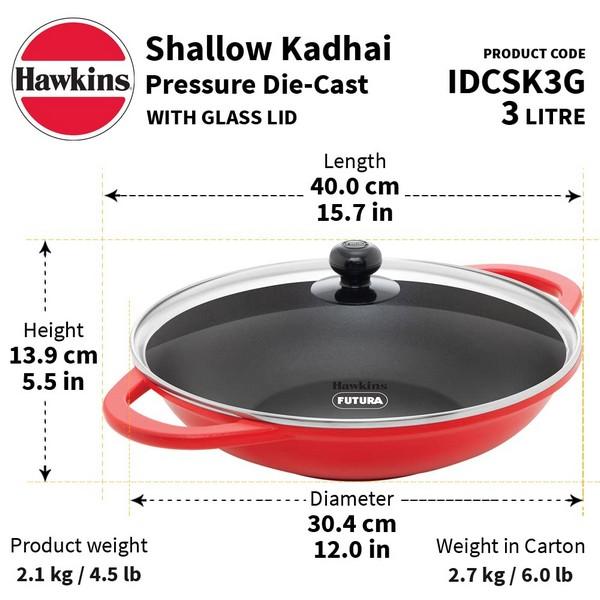 Hawkins Die-Cast Shallow Kadhai 3L