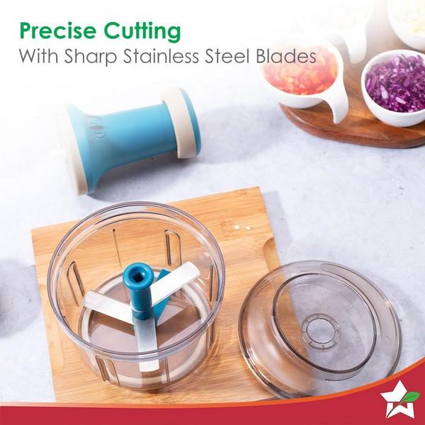 Wonderchef Glory Push Chopper Blue 3 Blade | 800ml
