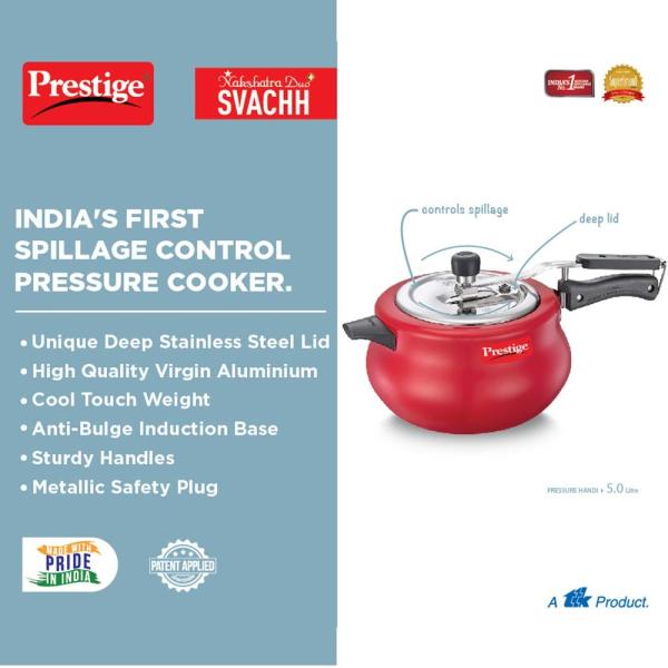 PRESTIGE  RED DUO  SVACHH  PRESSURE COOKER 5.0 Litre