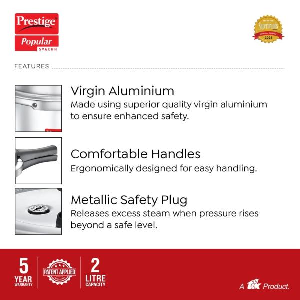 PRESTIGE ALUMINIUM  PRESSURE COOKER 2.0 Litre