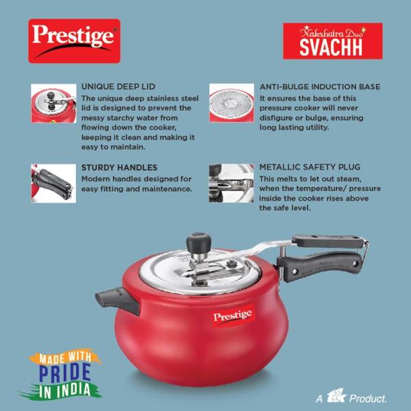 PRESTIGE  RED DUO  SVACHH  PRESSURE COOKER 5.0 Litre