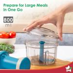 Wonderchef Glory Push Chopper Blue 3 Blade | 800ml