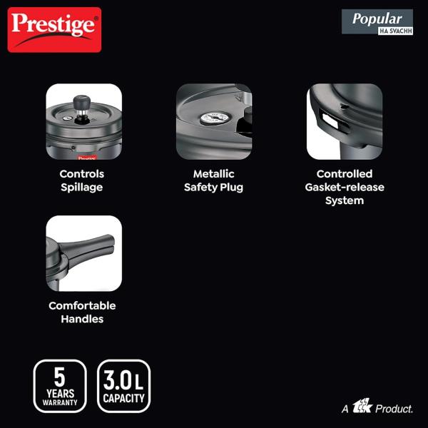 PRESTIGE   HARD ANODISED  PRESSURE COOKER 3.0 Litre