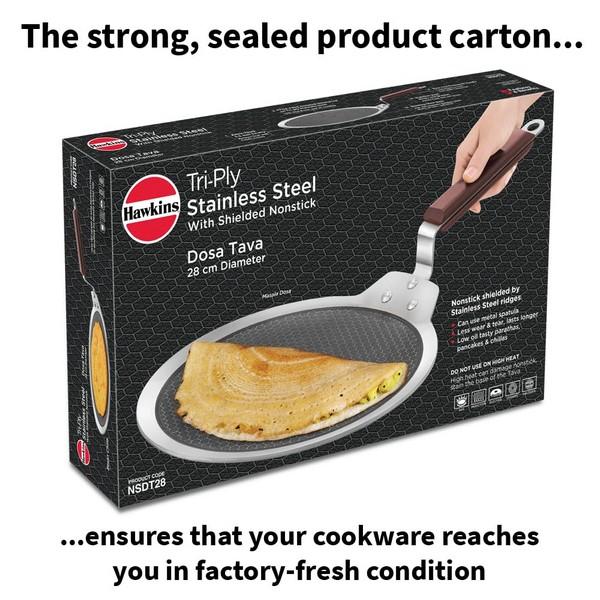 Hawkins Tri-Ply Stainless Steel Non-Stick Dosa Tawa 28cm