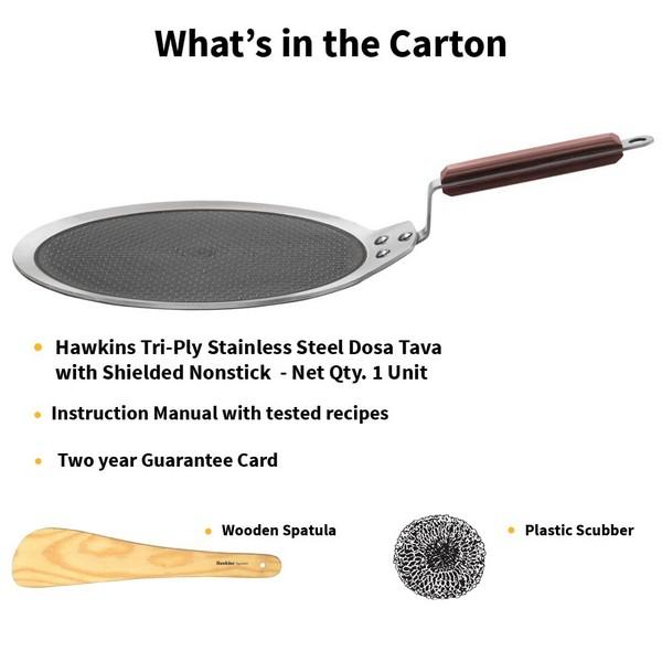 Hawkins Tri-Ply Stainless Steel Non-Stick Dosa Tawa 28cm