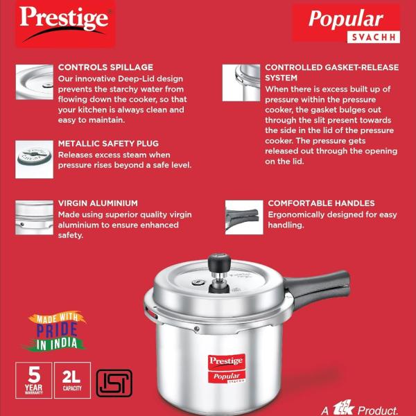 PRESTIGE  PRESSURE COOKER  ALUMINIUM 2.0 Litre (Tall)