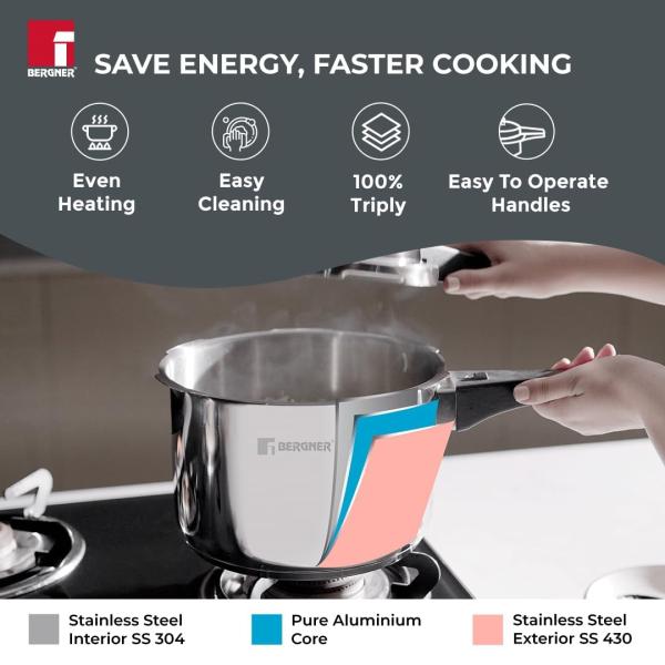 BERGNER BGIN-7864 Tri-ply Pressure Cooker 5L