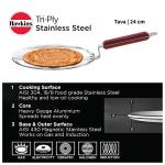 Hawkins Tri-Ply Stainless Steel Tawa with Rosewood Handles  24cm