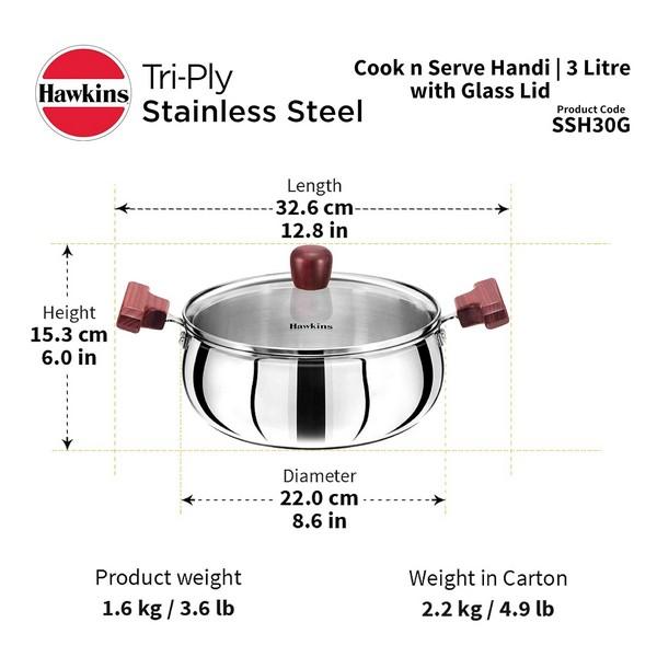 Hawkins Tri-Ply Handi 2L