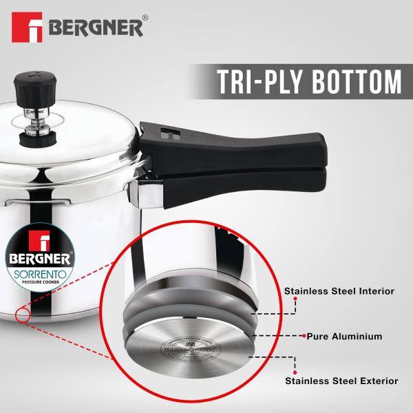 BERGNER BGIN-7860 Tri-ply Pressure Cooker 1L