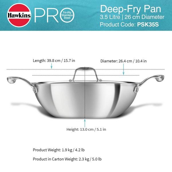 Hawkins Pro Tri-Ply Stainless Steel Deep Fry Pan 5L