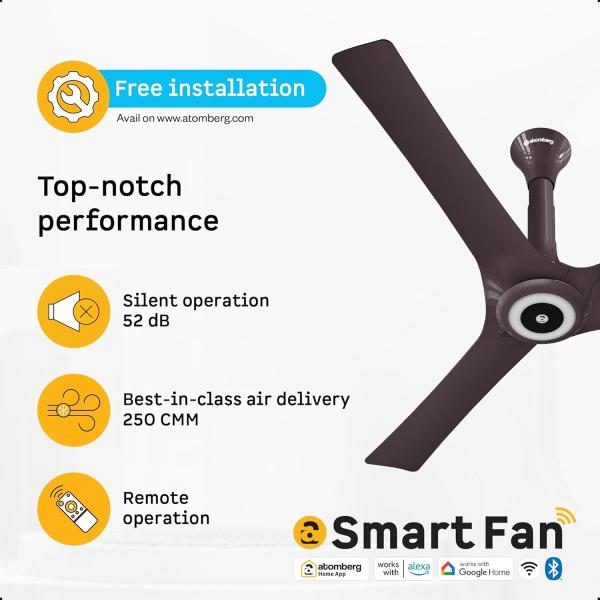 ATOMBERG  SMART - Ceiling Fan ARIS 1200mm Dark Teakwood