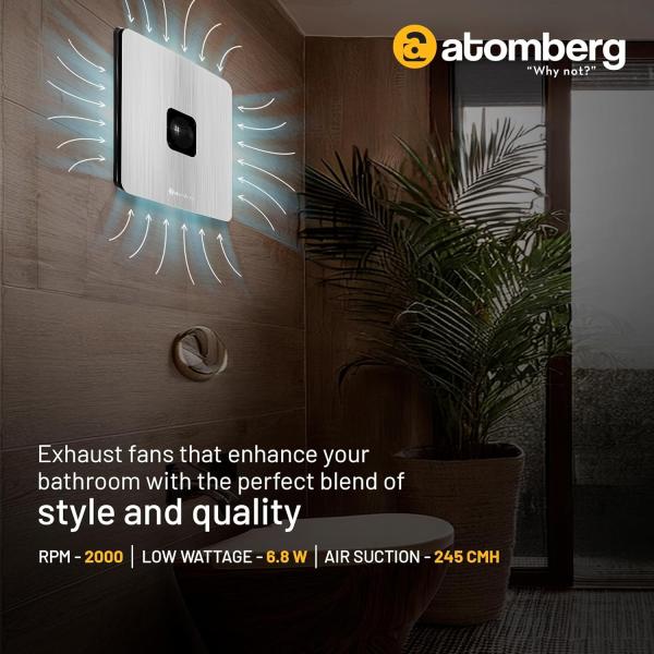 ATOMBERG STUDIO+ 150 MM EXHAUST FAN  Brushed B lack & Steel