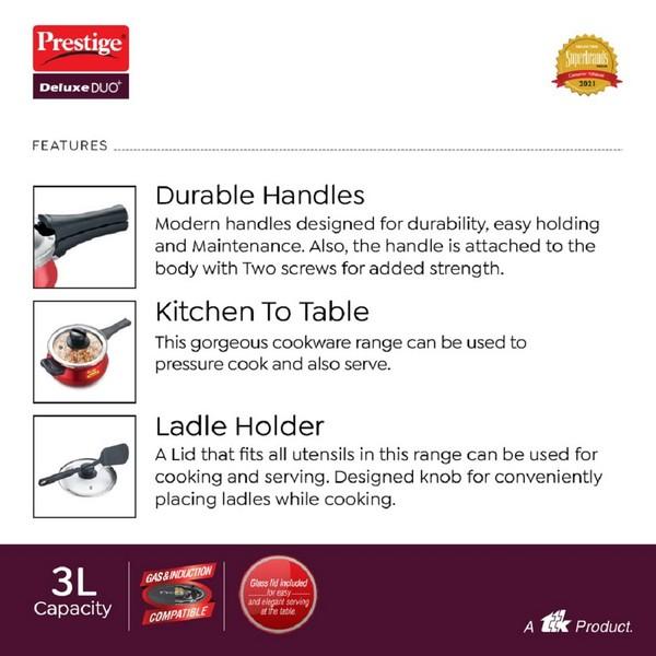 PRESTIGE   PRESSURE COOKER  SILKY RED 1.5 Litre