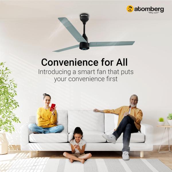 ATOMBERG  SMART - Ceiling Fan  Renesa Halo Smart  1200mm Misty Teal & Black | Gloss White & Black | Seasand Ivory & Black | Matte Brown & Black