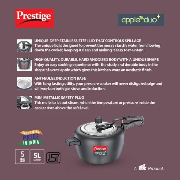 PRESTIGE HARD ANODISED SVACHH  PRESSURE COOKER 2.0 Litre