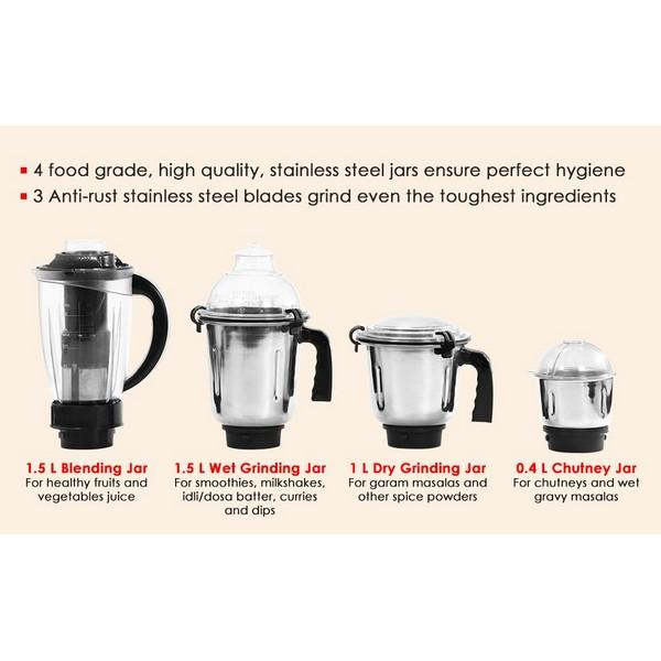 Wonderchef Glory Mixer Grinder 750W | 4 Jar