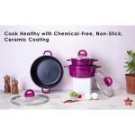 Wonderchef Ceramide Die-cast Casserole Set (Pink)