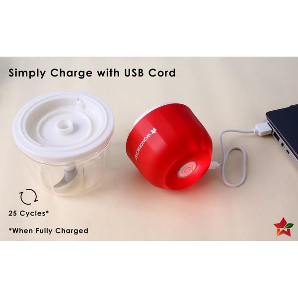 Wonderchef Zippy Cordless Electric Chopper 3 Blade | 350ml