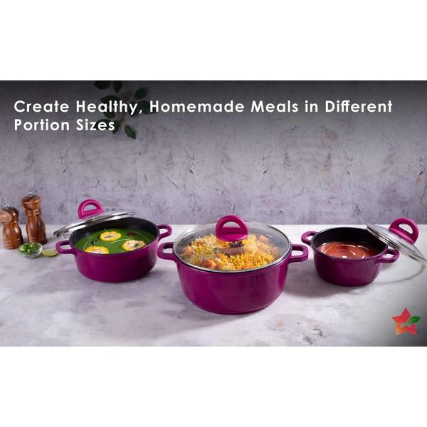 Wonderchef Ceramide Die-cast Casserole Set (Pink)